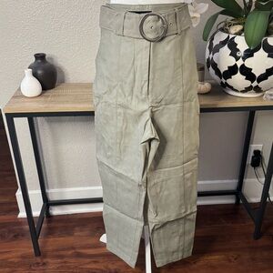 Zara belted faux leather pants